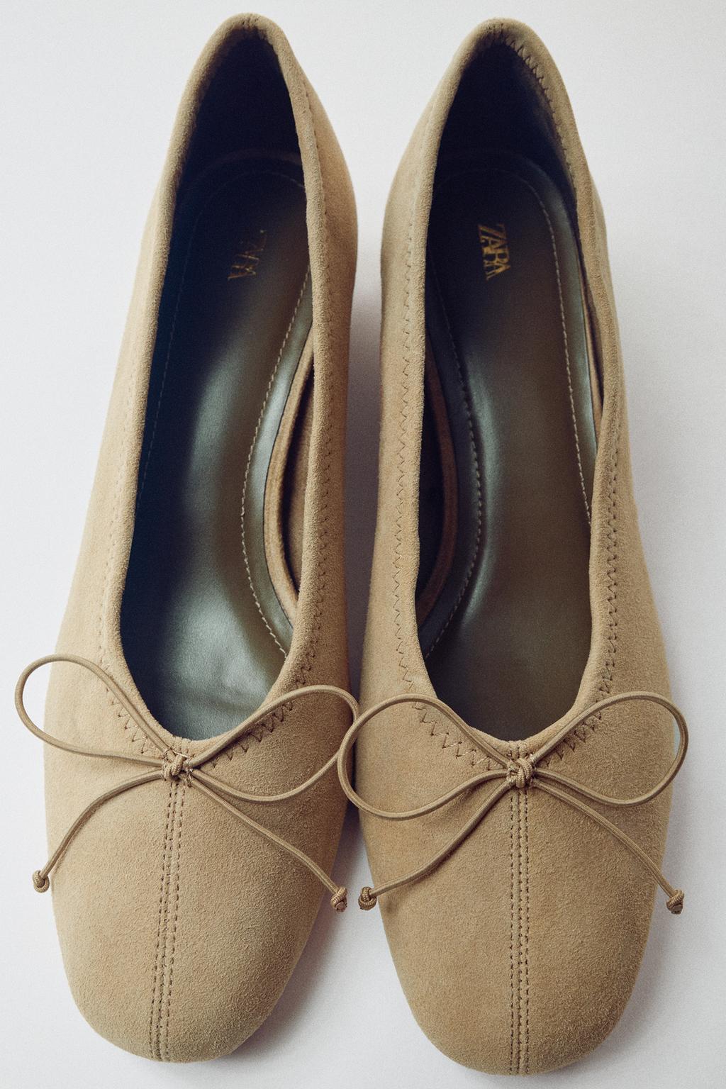 SUEDE HEELED BALLET FLATS
