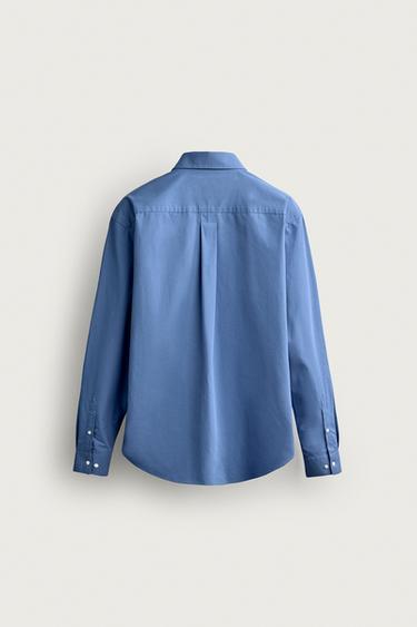 STRIPED POPLIN SHIRT — Bluish 2