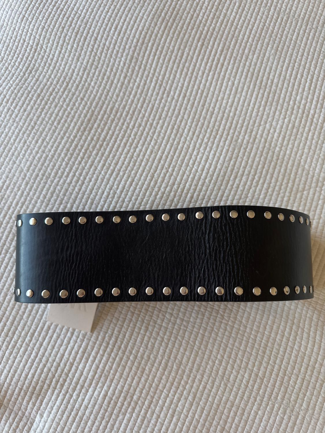 100% LEATHER CUMMERBUND BELT WITH STUDS - Image 2