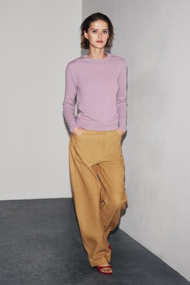 LONG SLEEVE 100% CASHMERE JUMPER - Light lilac by Zara