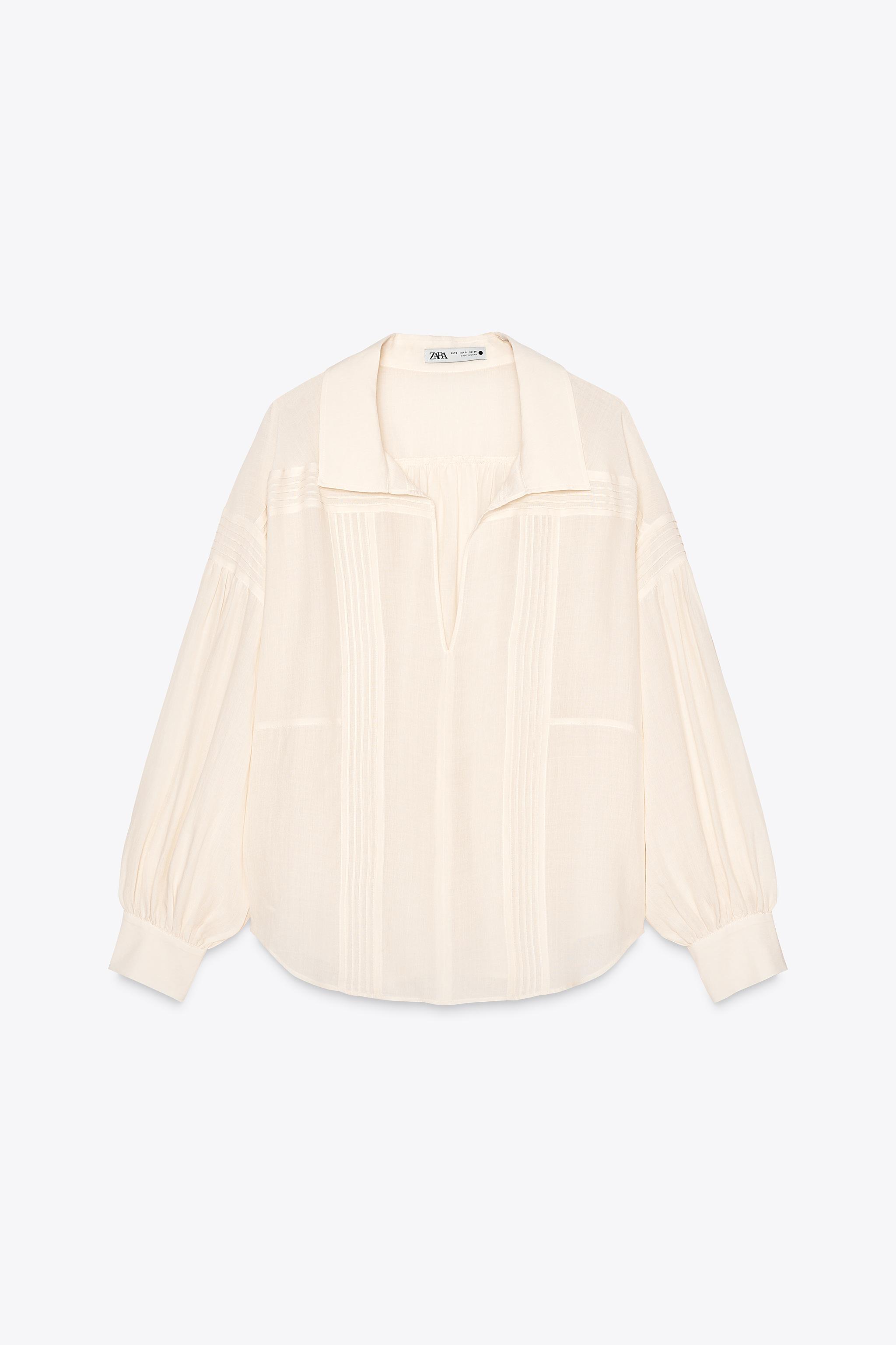 ZARA ロマンティックラミーシャツ ロマンティック ラミーシャツ ZW COLLECTION - オフホワイト