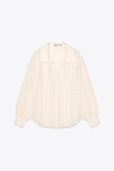 Zara ZW COLLECTION ROMANTIC SHIRT - Oyster-white