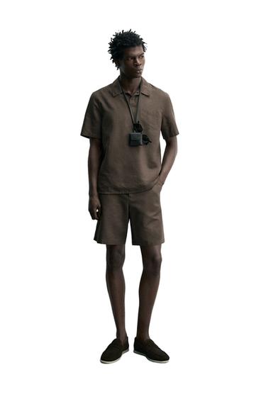 BERMUDA REGULAR FIT CÁÑAMO - ALGODÓN - Marrón de Zara