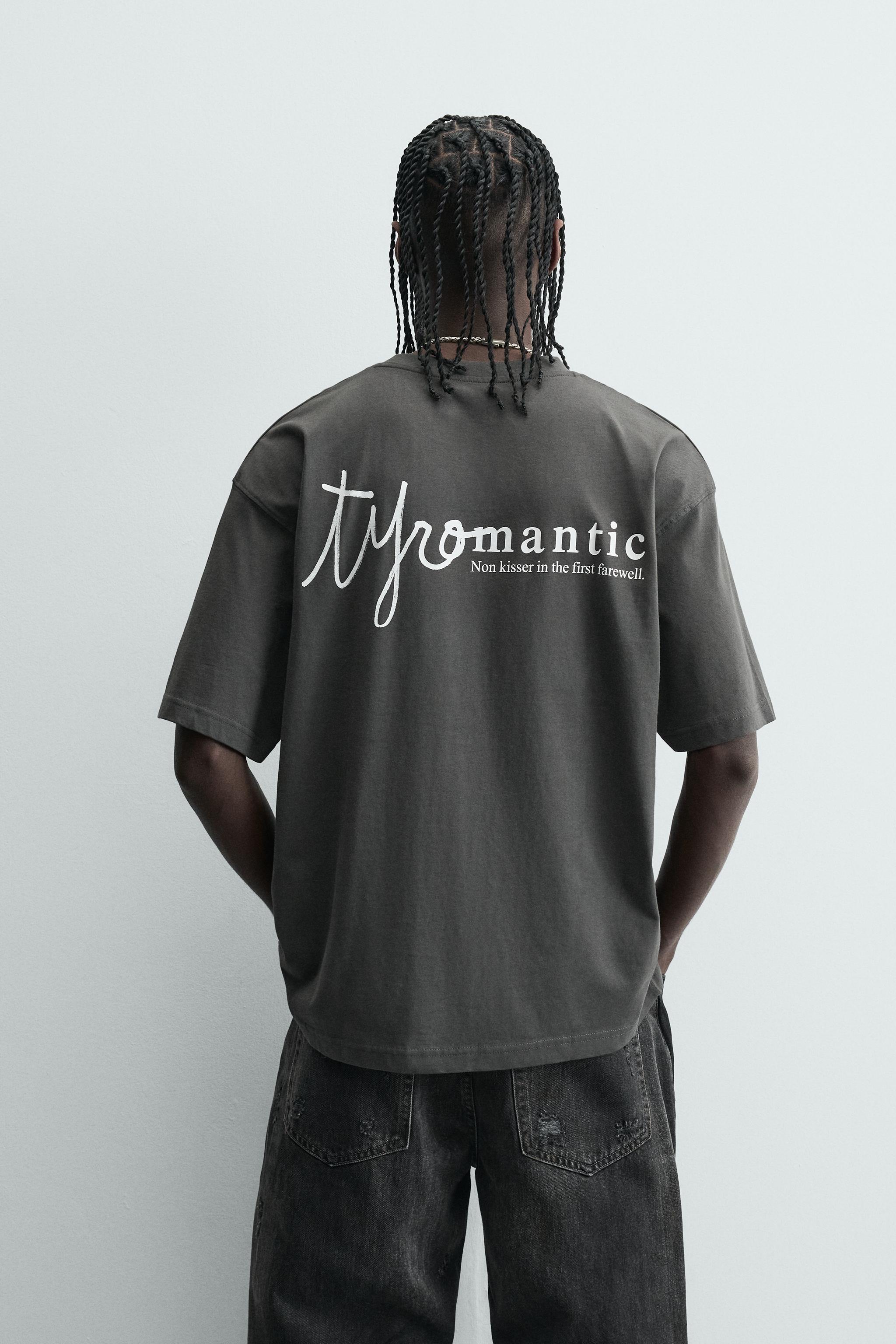 RELAXED FIT PRINTED T-SHIRT - Anthracite grey | ZARA South Africa