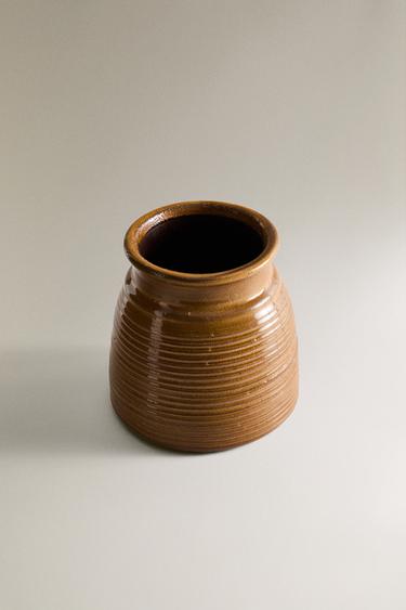 STRIPED VASE - Ochre by Zara - Image 1