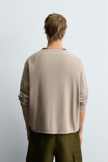 TEXTURED WASHED SWEATER - Sand de Zara - Image 2