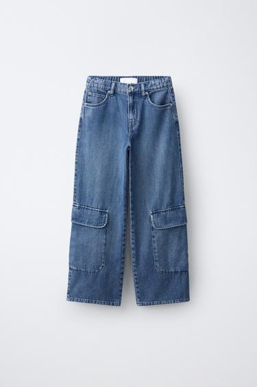 JEANS WIDE LEG BOLSILLOS - Azul medio de Zara - Imagen 0