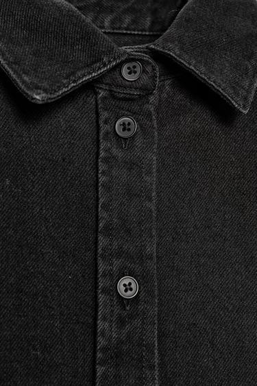ZW COLLECTION SLIM DENIM SHIRT - Black by Zara - Image 8