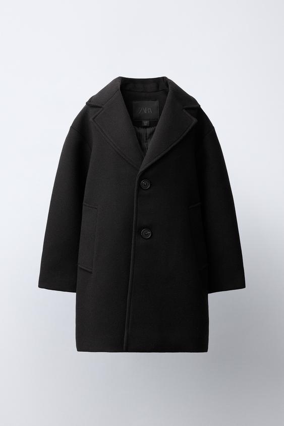 MANTEAU EN DRAP COL À REVERS - Noir de Zara - Image 0