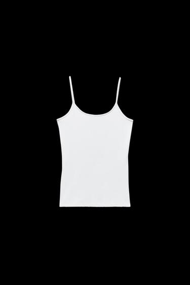 CAMISETA POLIAMIDA TIRANTE FINO - Blanco de Zara - Imagen 0