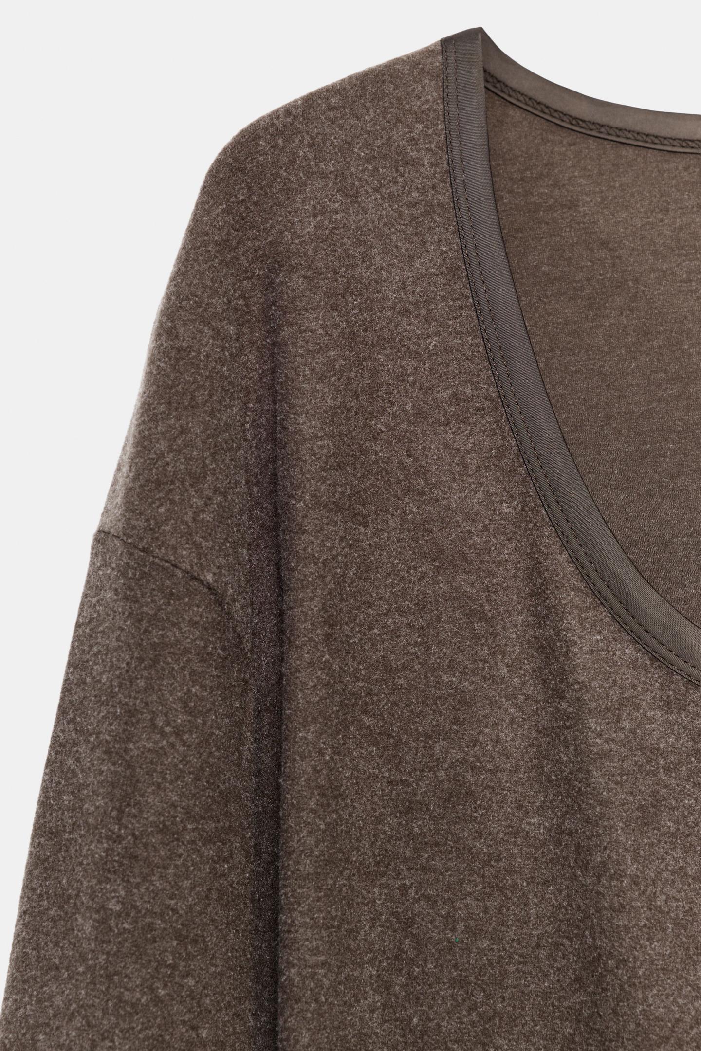 Женская футболка Zara Soft Oversize, цвет: Коричневый — фото 6