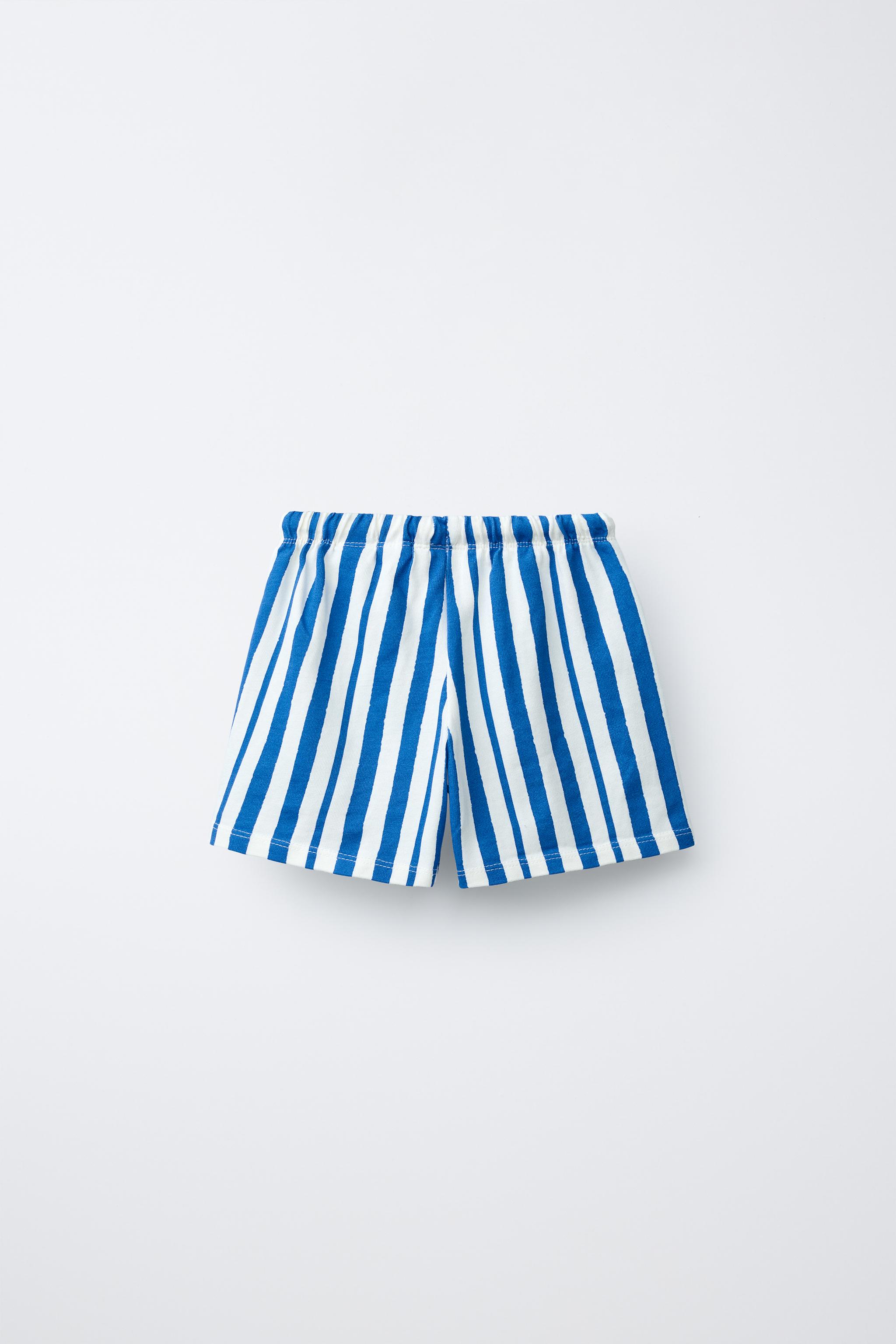 Детские шорты Zara EMBROIDERED TEXT STRIPED SHORTS — фото 2