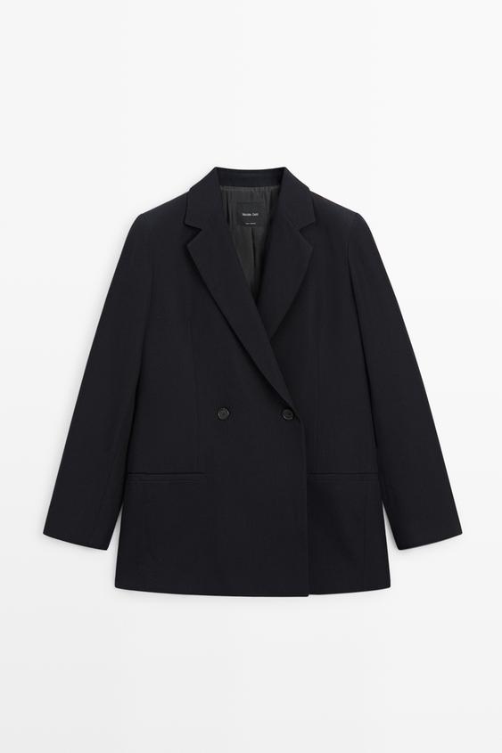 Zara Wool blend double-breasted blazer - Navy blue - Image 0