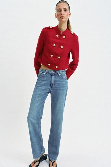 FITTED BUTTON-UP JACKET - Red by Zara