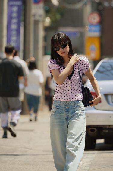 SHORT POLKA DOT JACKET - Light pink by Zara - Image 1