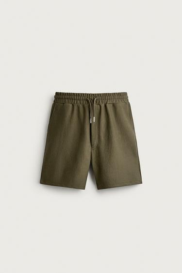 TEXTURED JOGGER BERMUDA SHORTS - Khaki by Zara