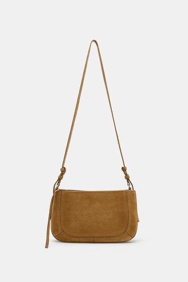 SPLIT SUEDE DOUBLE POCKET CROSSBODY BAG - Brown by Zara