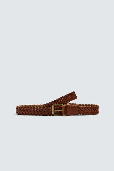 CINTURÓN PIEL TRENZADA - Cuero de Zara