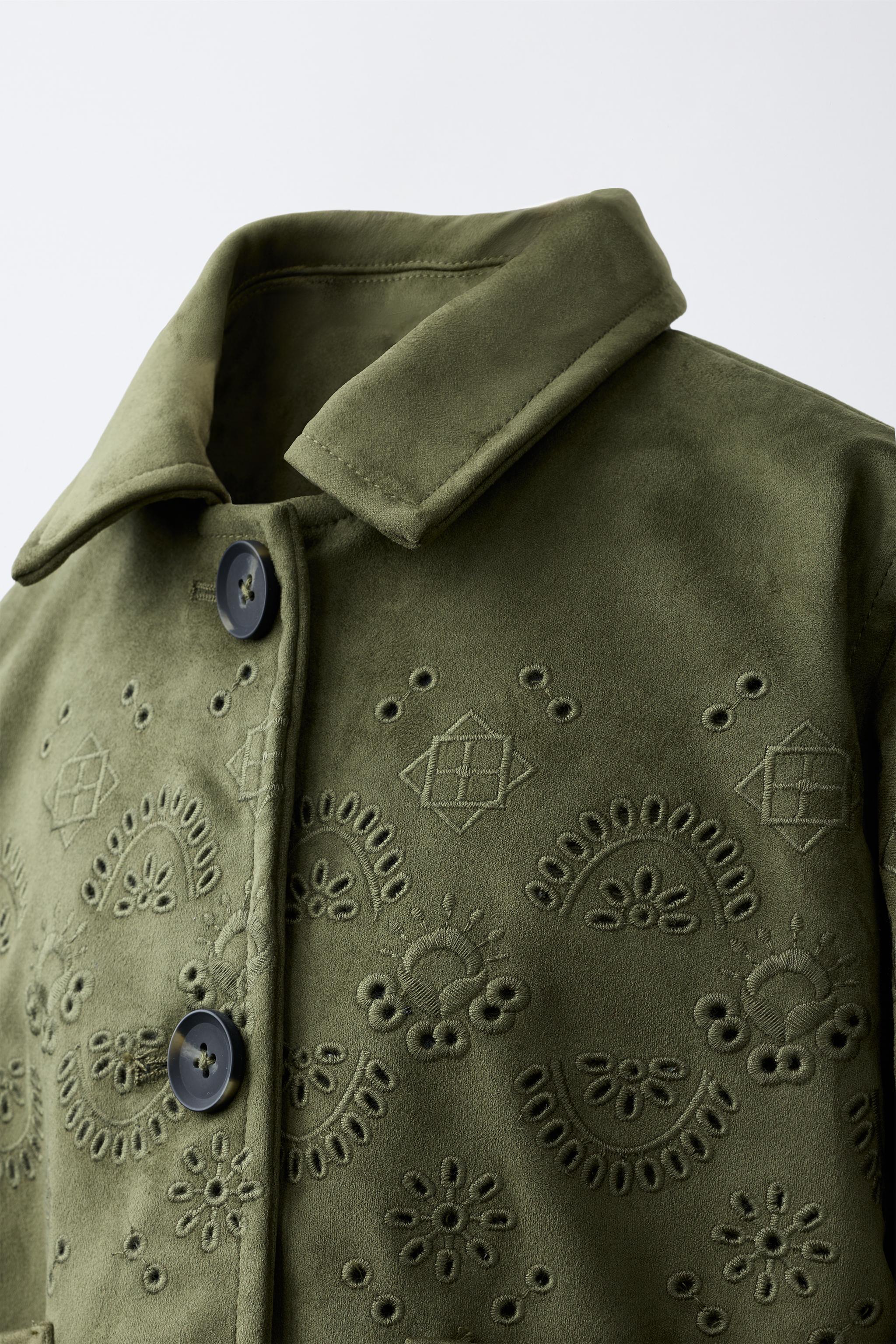 VESTE EFFET DAIM BRODERIES