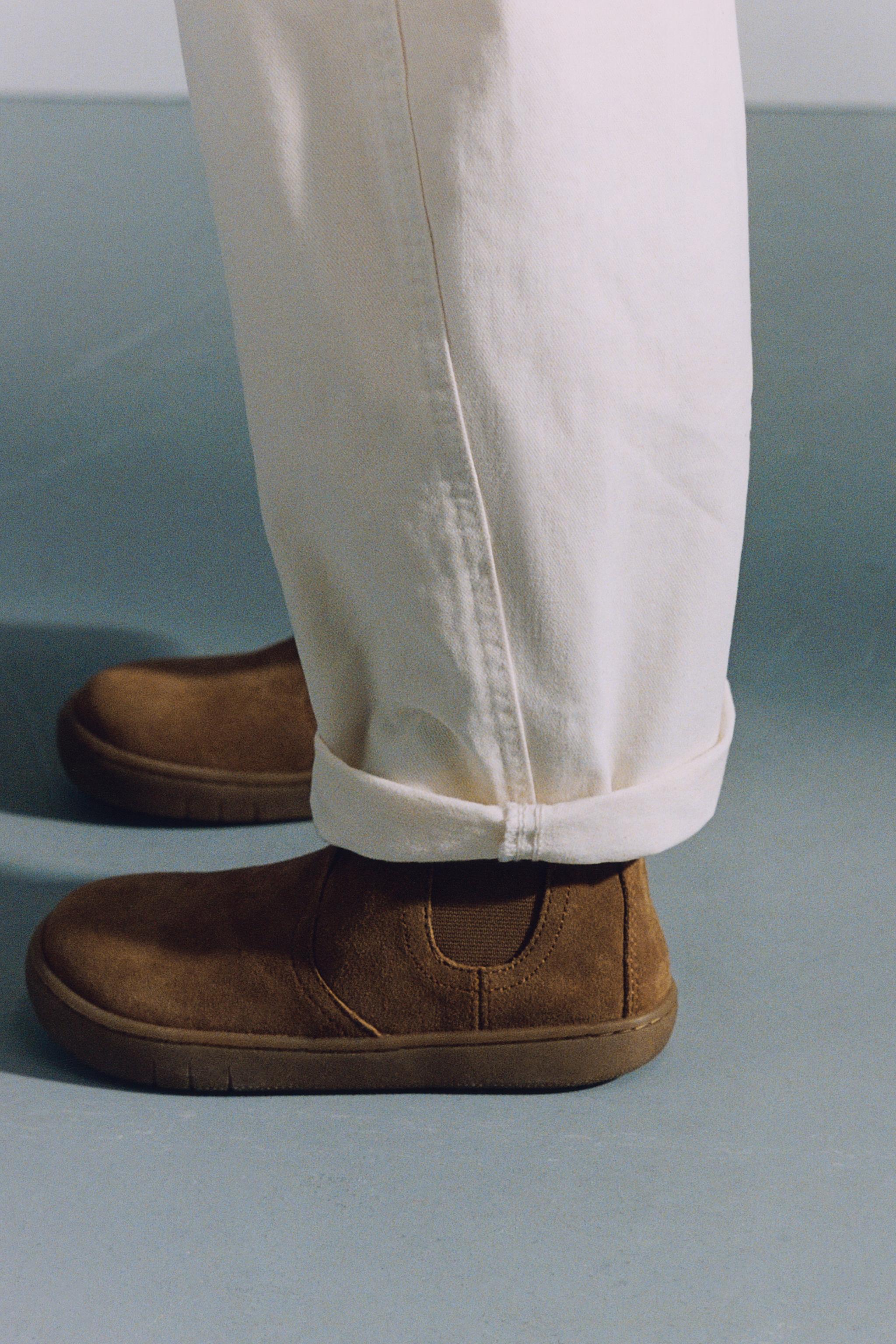 LEATHER BAREFOOT BOOTS — Beige