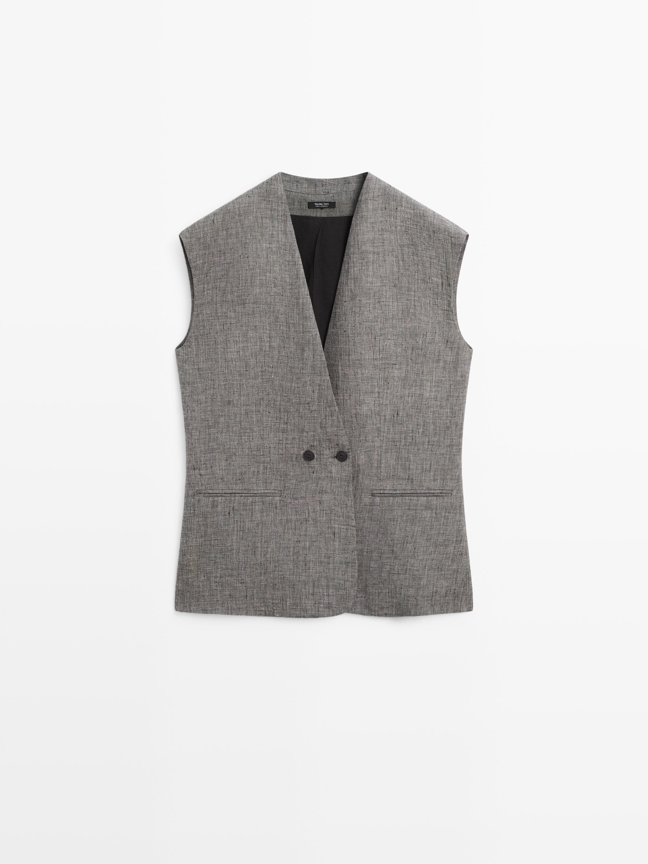 Gilet à épaules marquées en lin