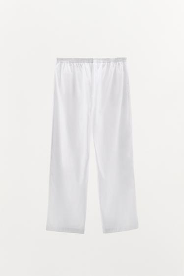 100% COTTON TROUSERS - White by Zara - Image 2