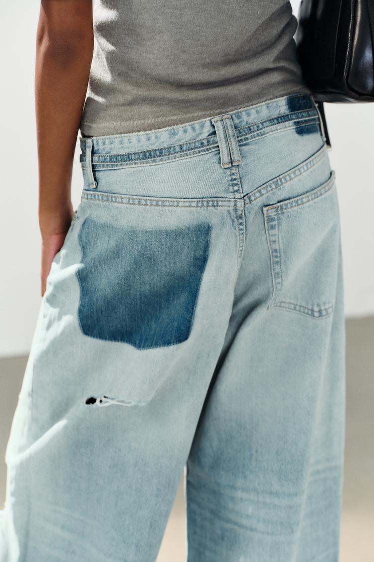 Jeans holgados rotos con cinturón de tiro medio TRF 5
