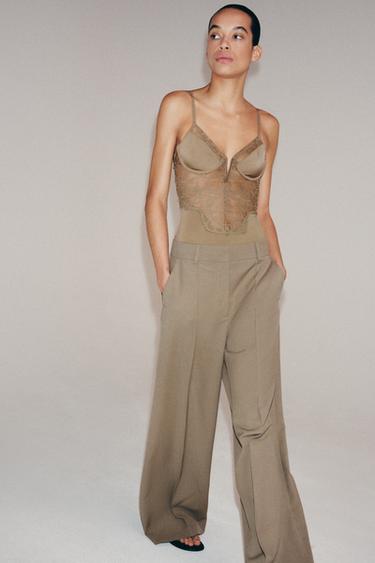 BODY ENCAJE EN POLYAMIDE - Vert olive de Zara - Image 5