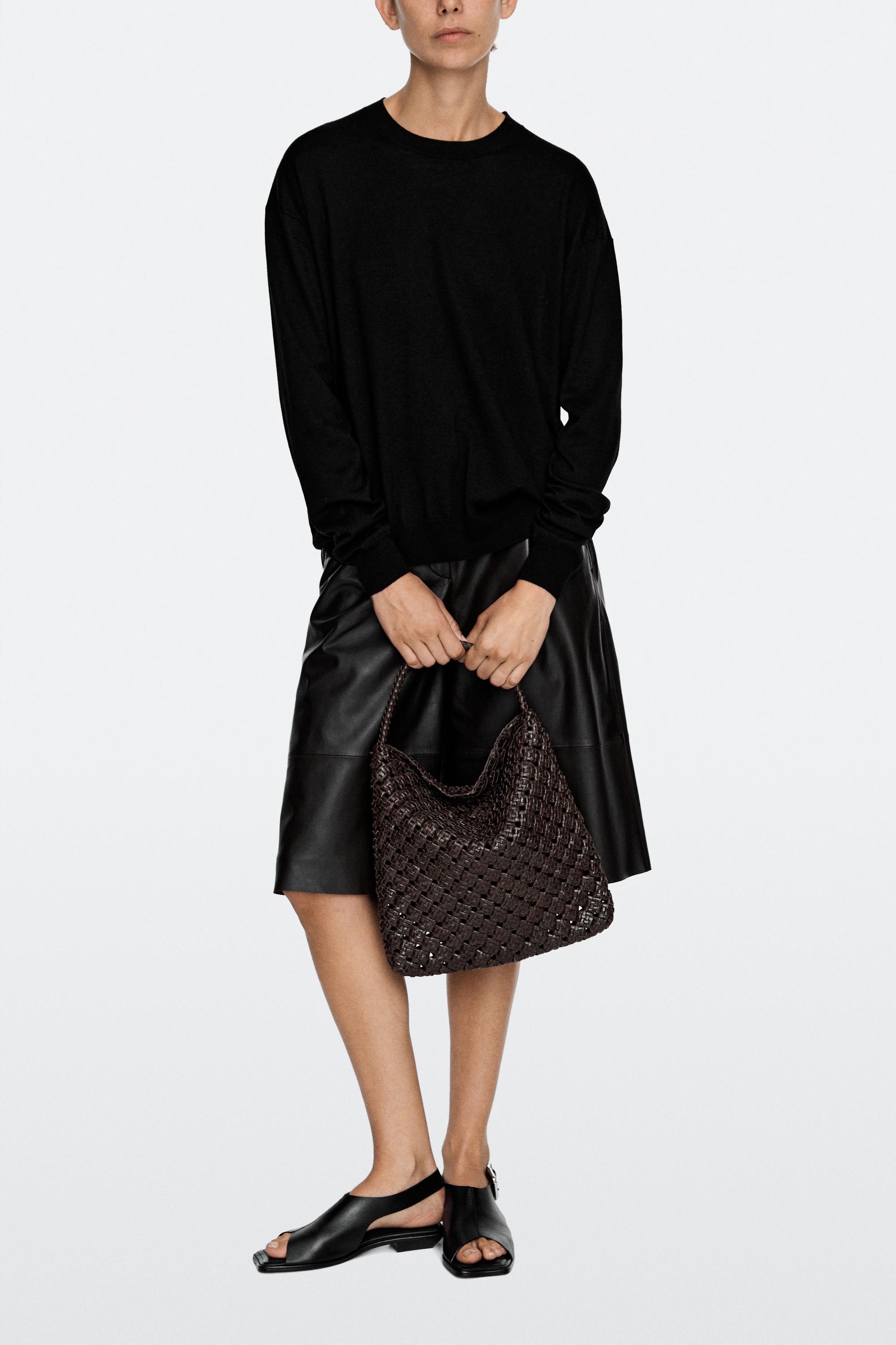 Sac moyen tressé en cuir nappa
