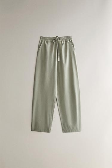 Zara POPLIN PANTS - Mid-green - Image 0