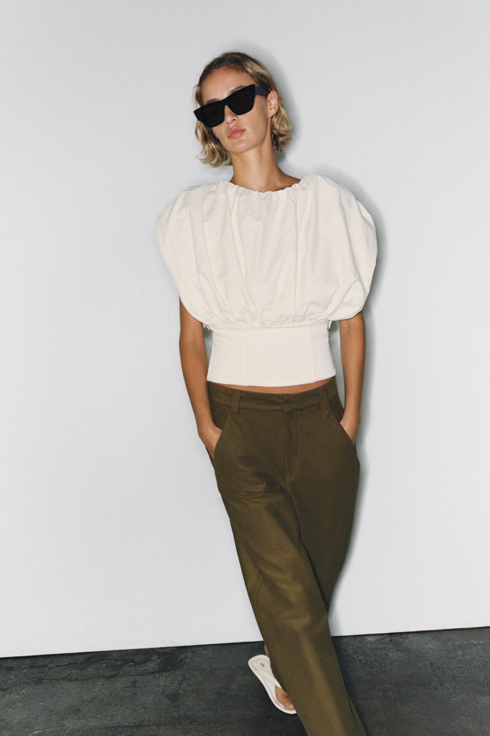 Женские топы Zara COMBINED BALLOON TOP