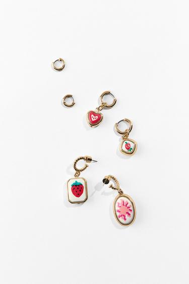 PACK PENDIENTES AROS CHARMS - Dorado de Zara