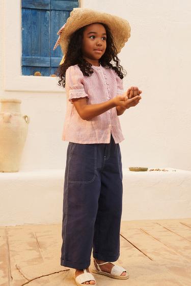 Zara LIMITED EDITION TOPSTITCHED NAVY PANTS - Mid-blue - Image 0