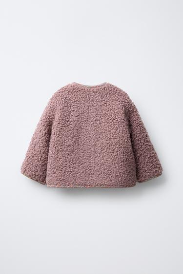 MANTEAU DOUBLÉ EFFET MOUTON À FLEURS - Magenta de Zara - Image 1