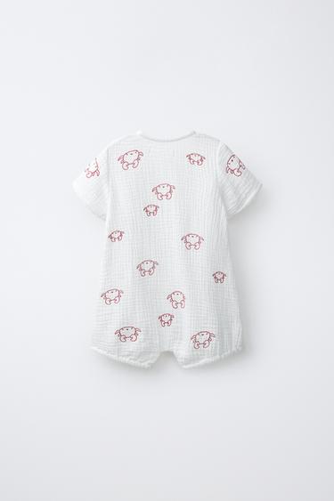 BODY TEXTURÉ CRABES BRODÉS - Écru / Rouge de Zara - Image 1