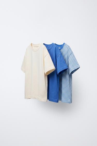 ҮШ ЖОЛАҚТЫ ЖӘНЕ ЖАЙ ФУТБОЛКА ЖИНАҒЫ - Көк Zara компаниясынан
