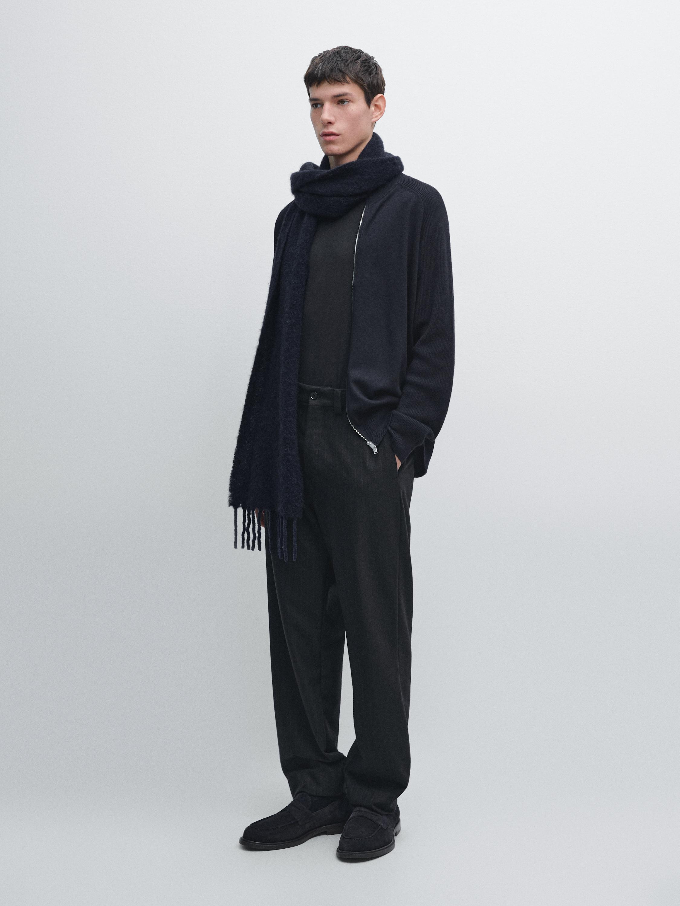 Flannel trousers with double stripe