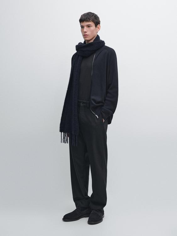 Flannel trousers with double stripe