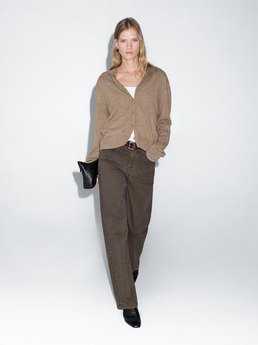 Zara 100% wool high neck knit cardigan - Greenish