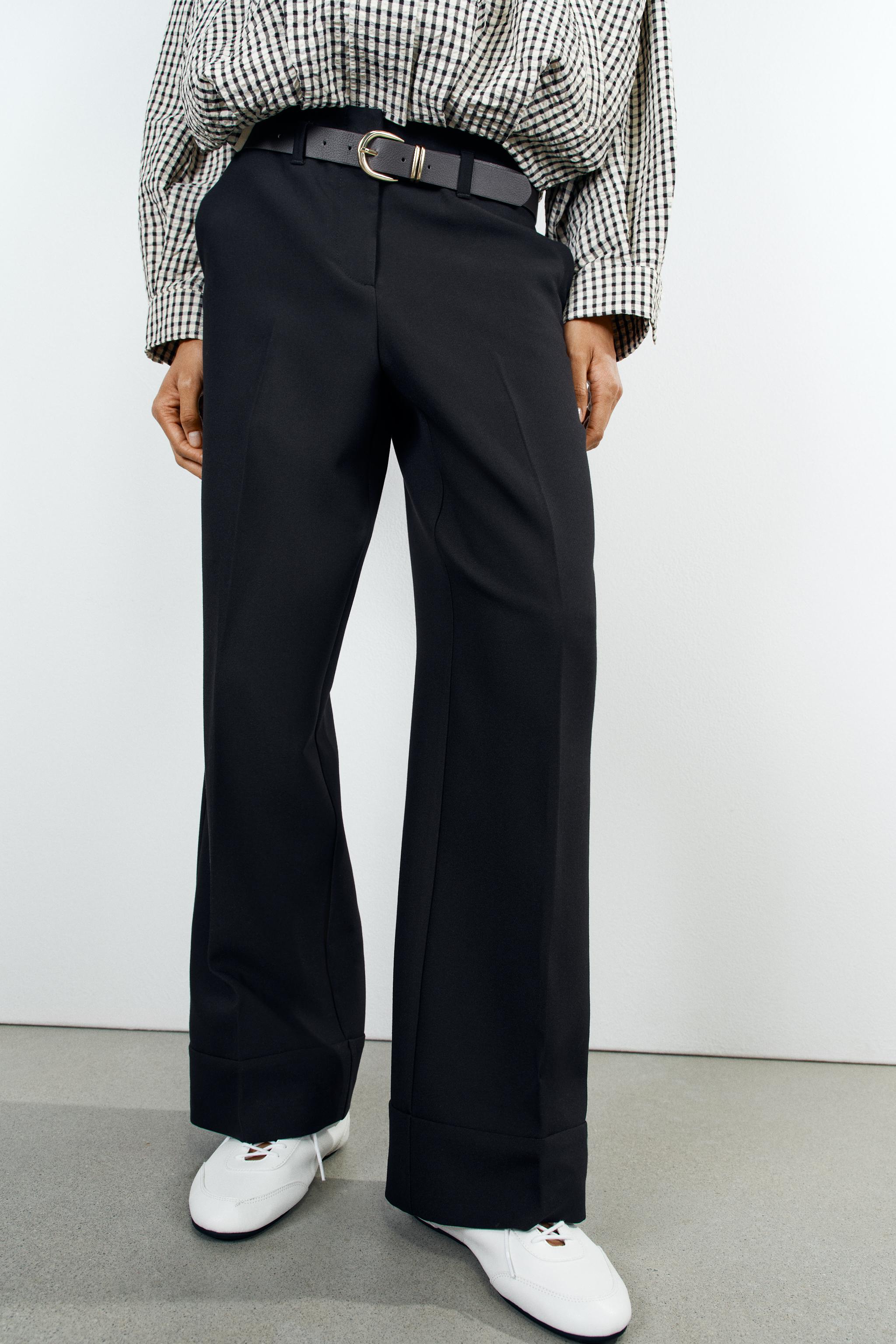 CUFFED HEM BELTED PANTS