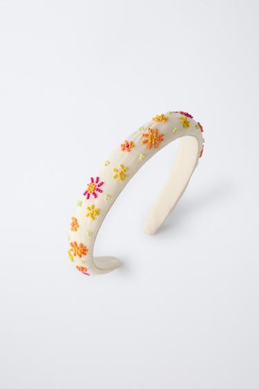 BEADED FLOWER HEADBAND - Ecru by Zara - Image 3