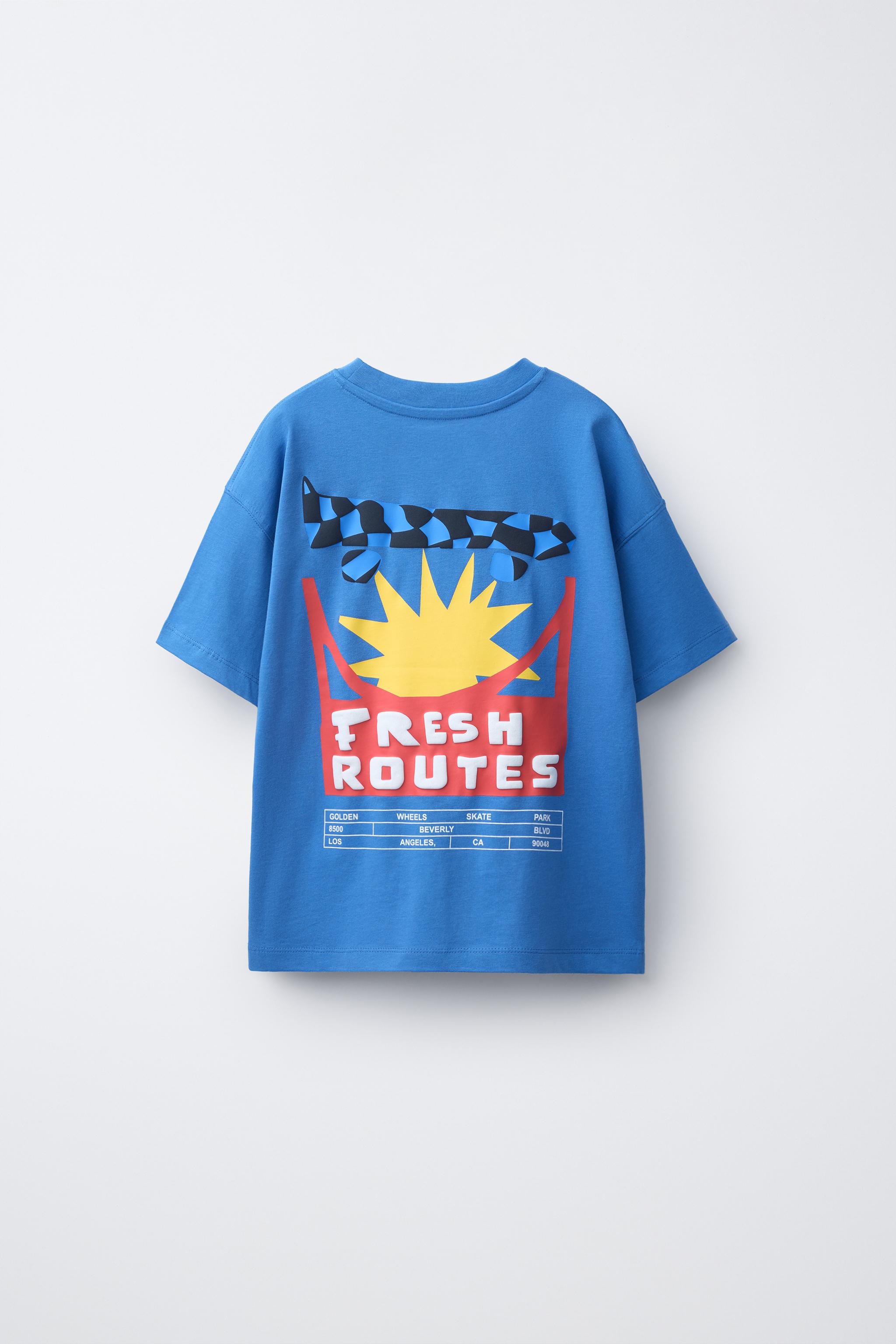 RAISED PRINT T-SHIRT — Blue