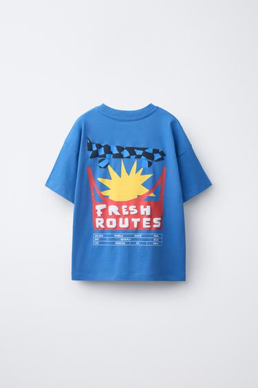 EMBOSSED PRINT T-SHIRT — Blue 2