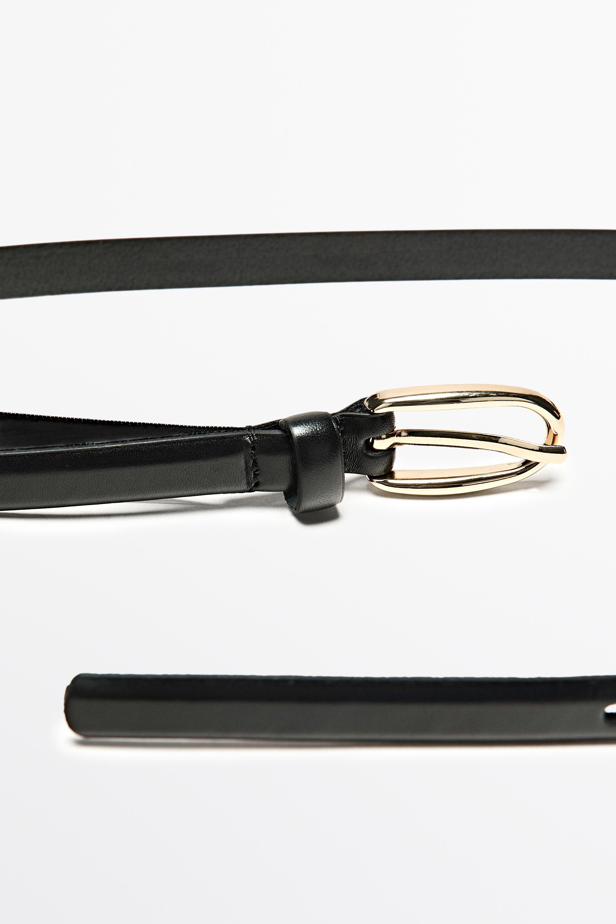 Nappa leather belt with oval buckle