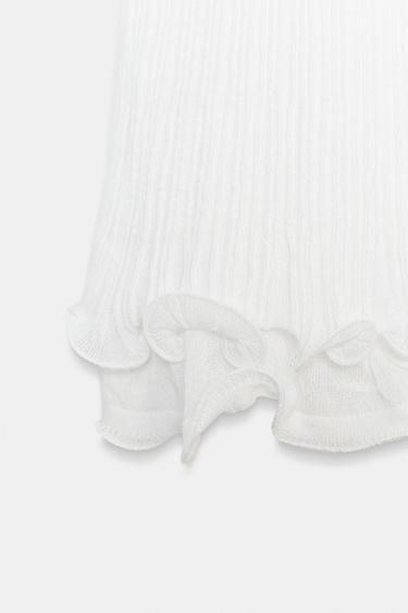 DOUBLE-LAYER KNIT TOP - White by Zara - Image 8