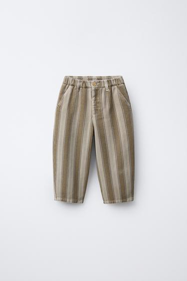 Zara STRIPED WOOL BALLOON PANTS - Multicolored - Image 0