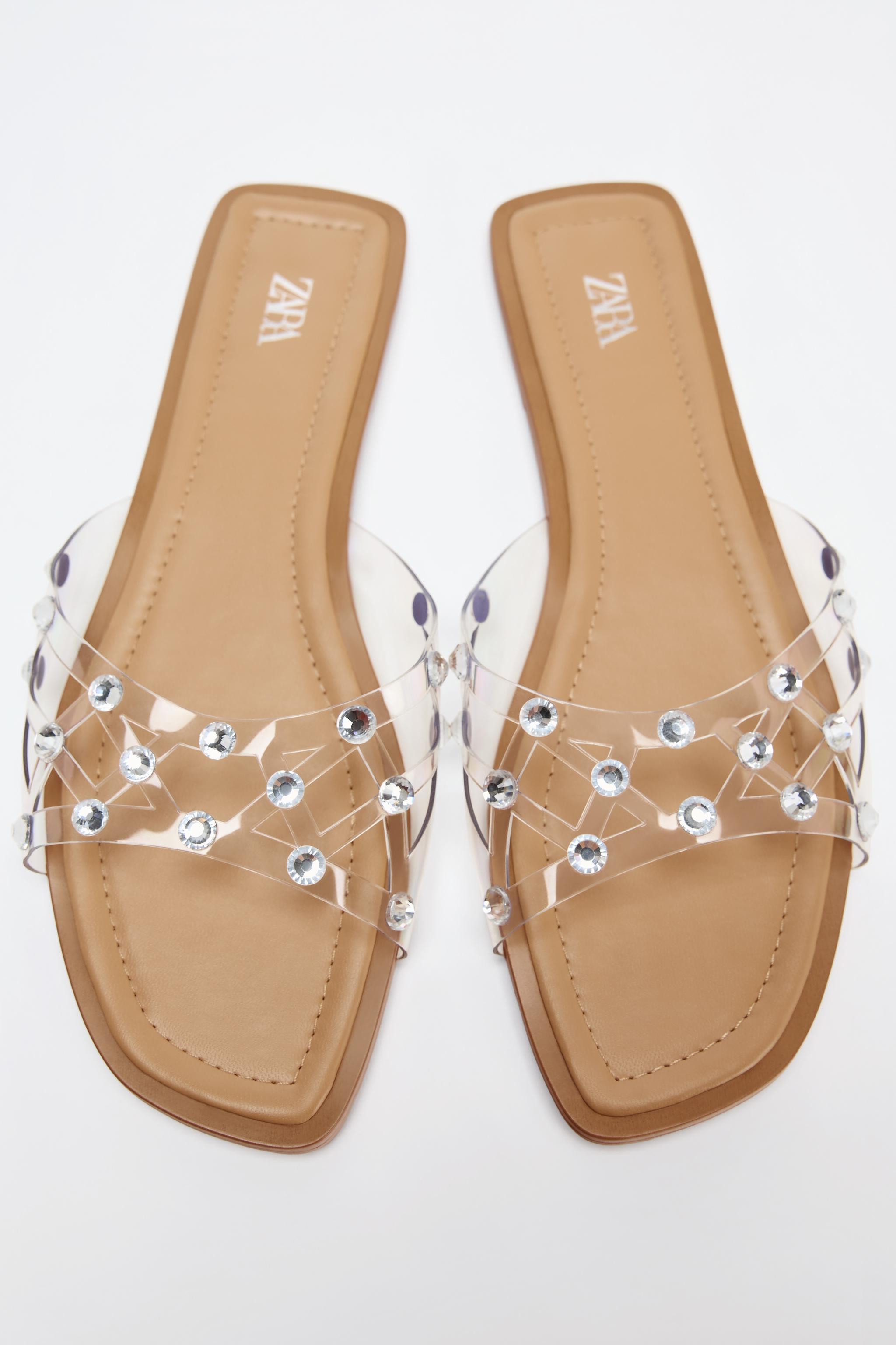 RHINESTONE FLAT VINYL SANDALS