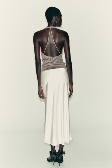 TOP HALTER DRAPÉ - Argent de Zara - Image 5