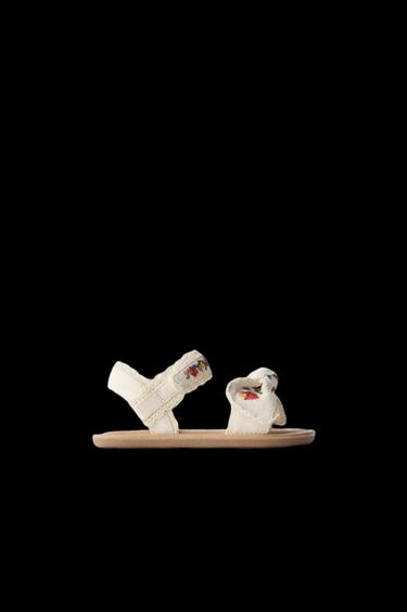 EMBROIDERED SANDALS - Ecru White by Zara - Image 0