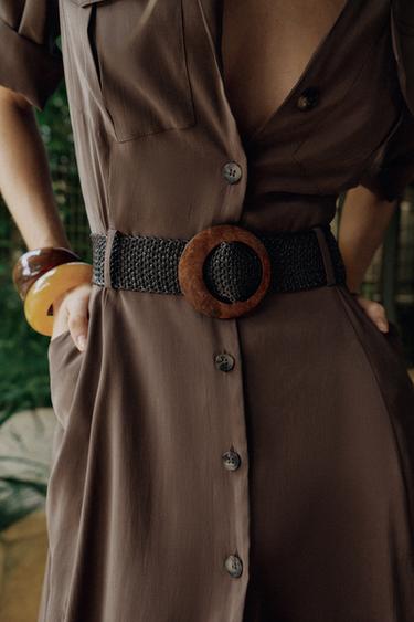 FLOWING SHIRT DRESS WITH BELT - Brown by Zara - Image 3